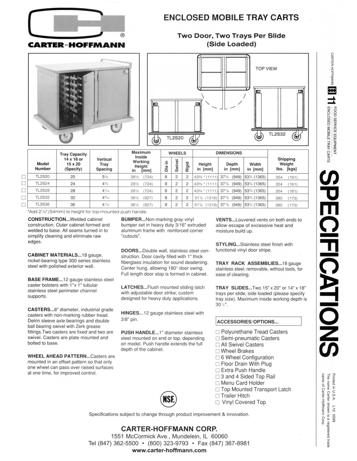 Carter Hoffman TL2, TL2S20 User Manual