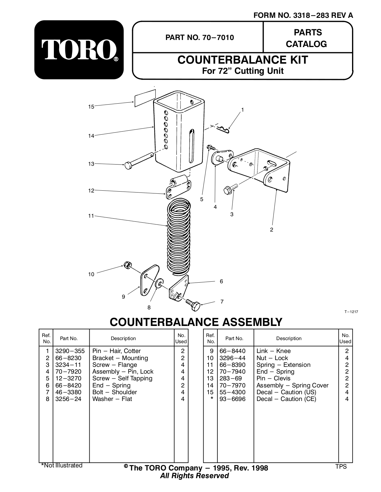 Toro 70-7010 Parts Catalogue