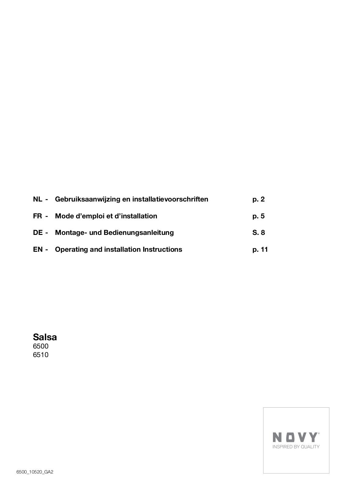 Novy Salsa 6500 User manual