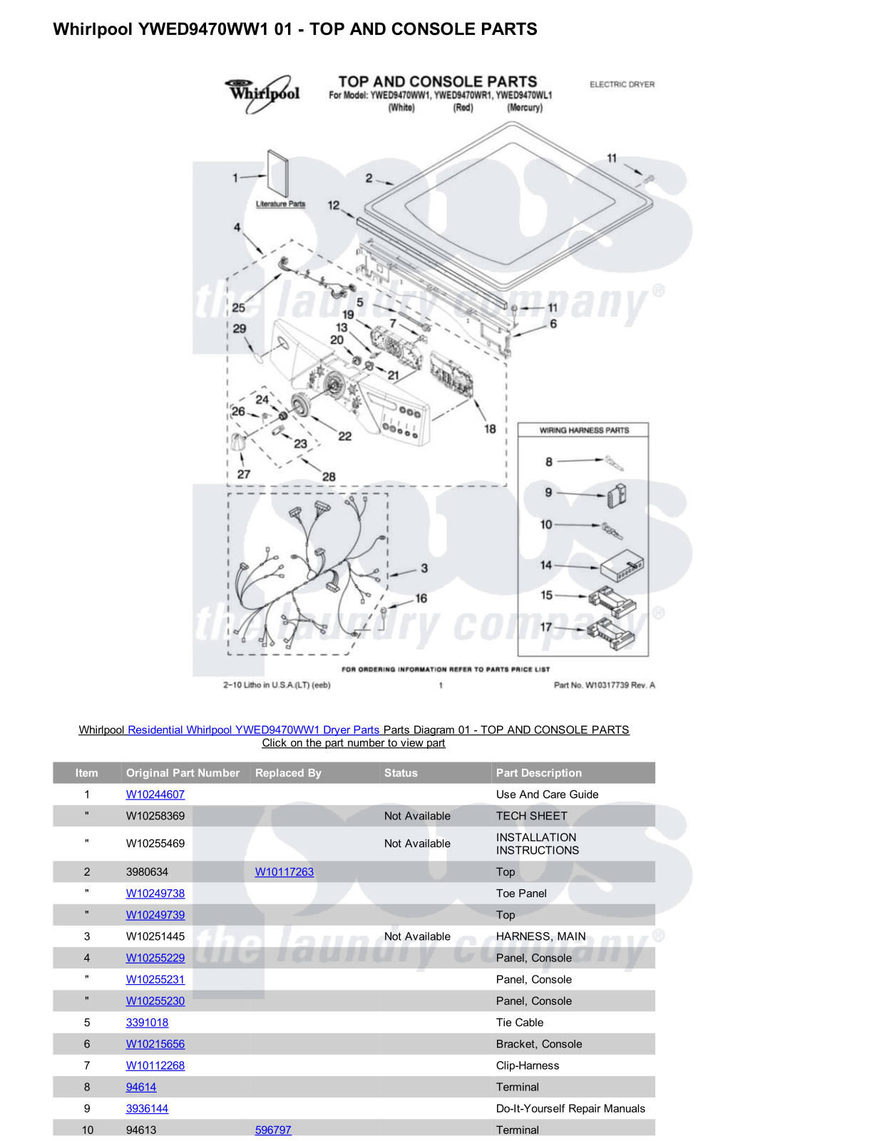 Whirlpool YWED9470WW1 Parts Diagram