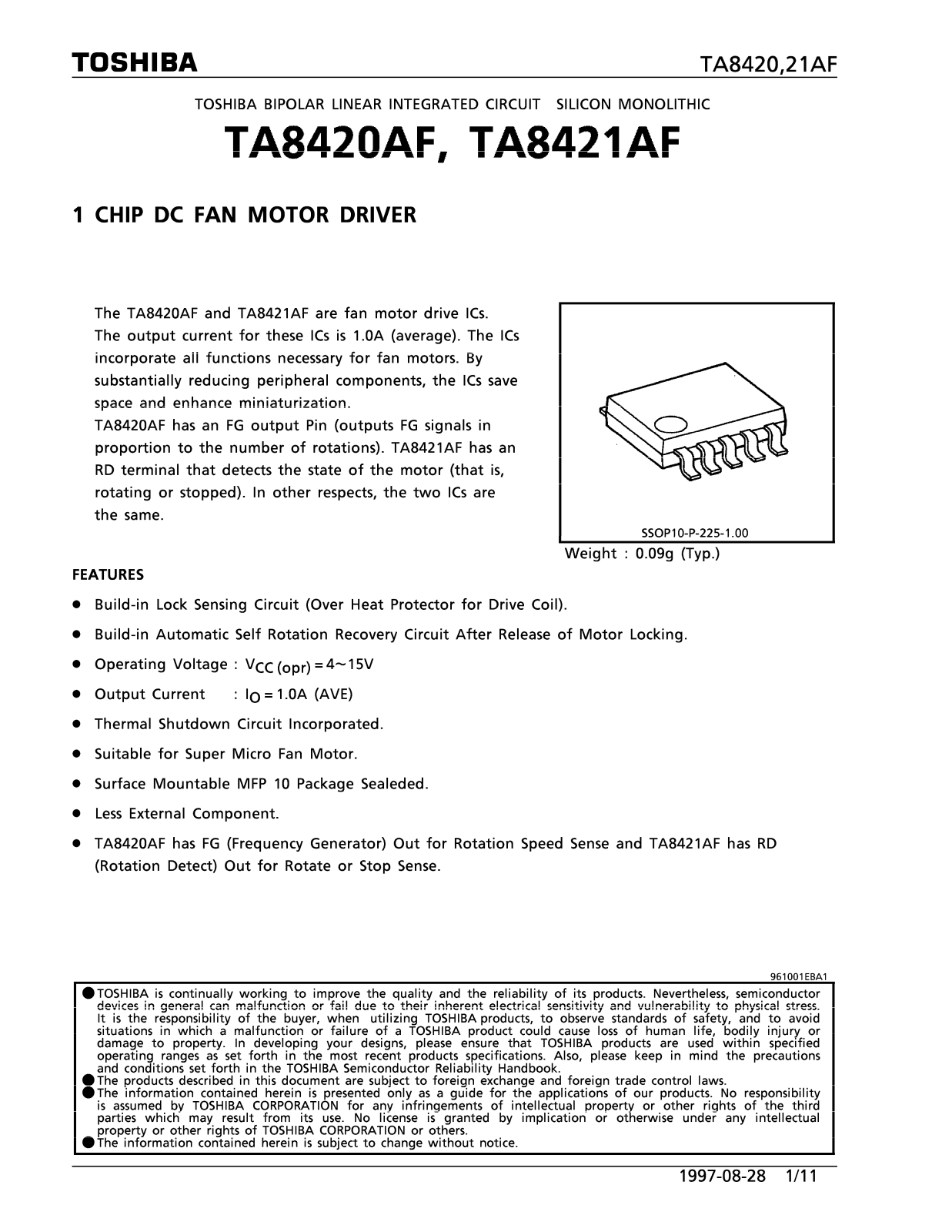 Toshiba TA8420AF Datasheet