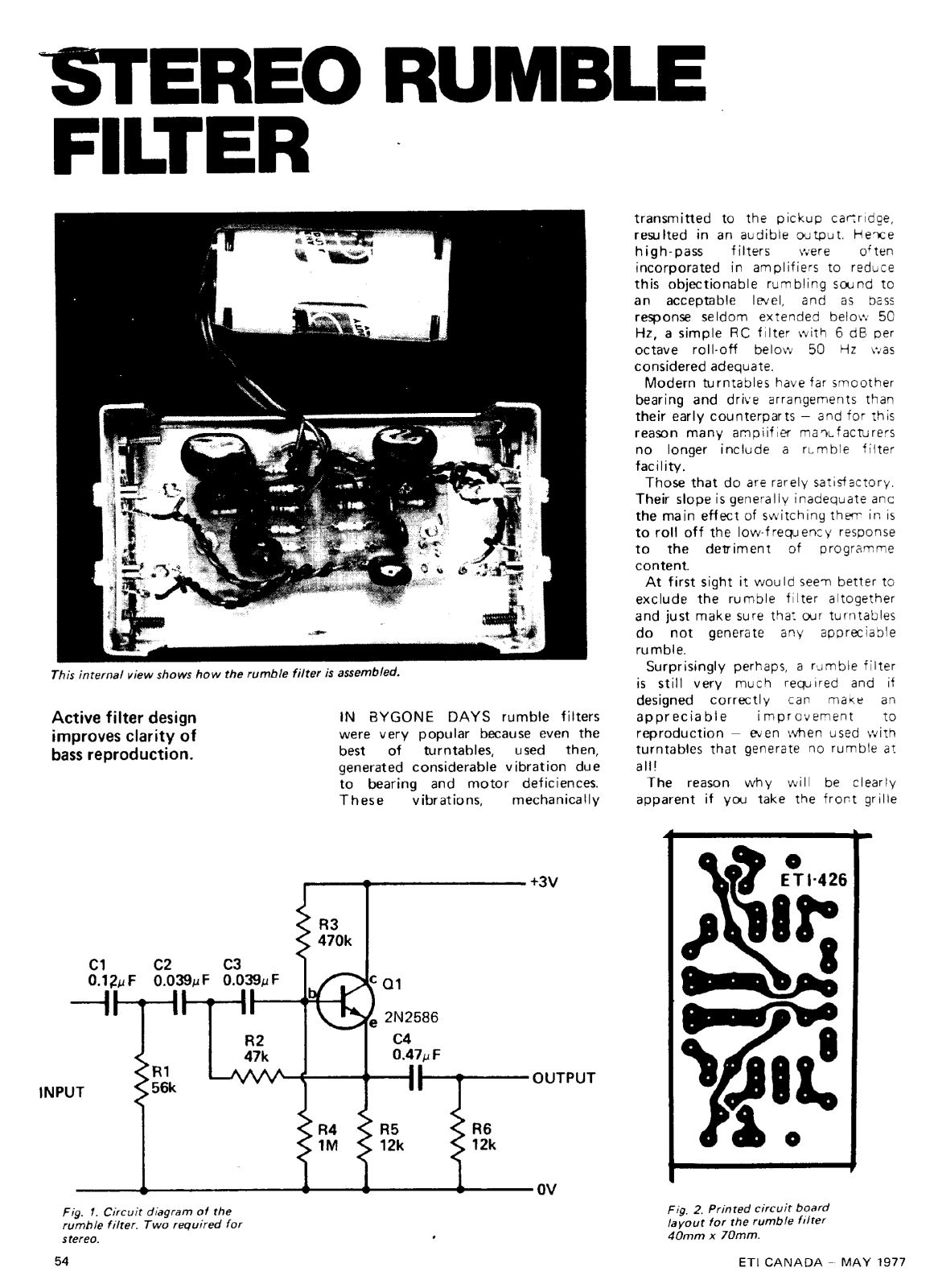 Active Stereo Rumble Filter Service Manual