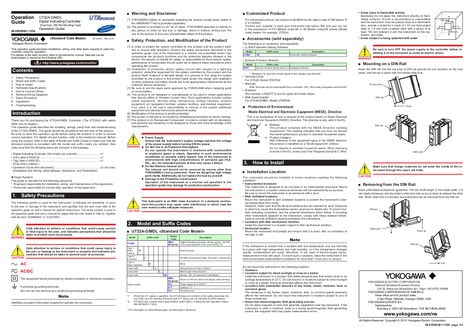 YOKOGAWA UT32A-D/MDL Operation Manual