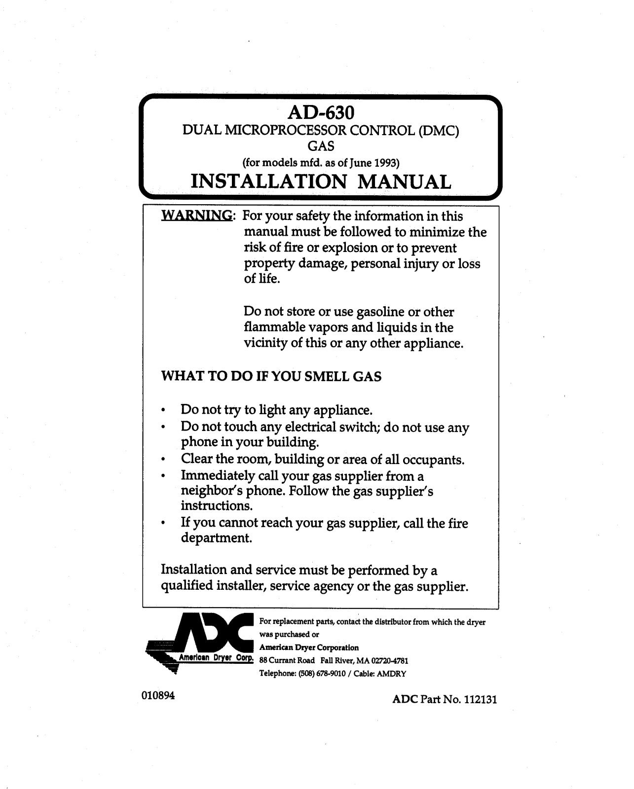 American Dryer AD-630 Parts Diagram