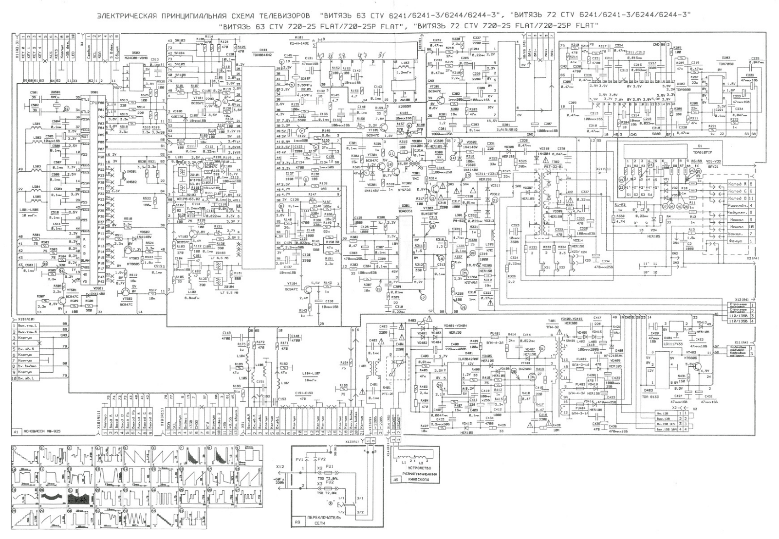 ВИТЯЗЬ 63CTV6241, 63CTV6241-3, 63CTV6244, 63CTV6244-3, 72CTV6241 Schematic