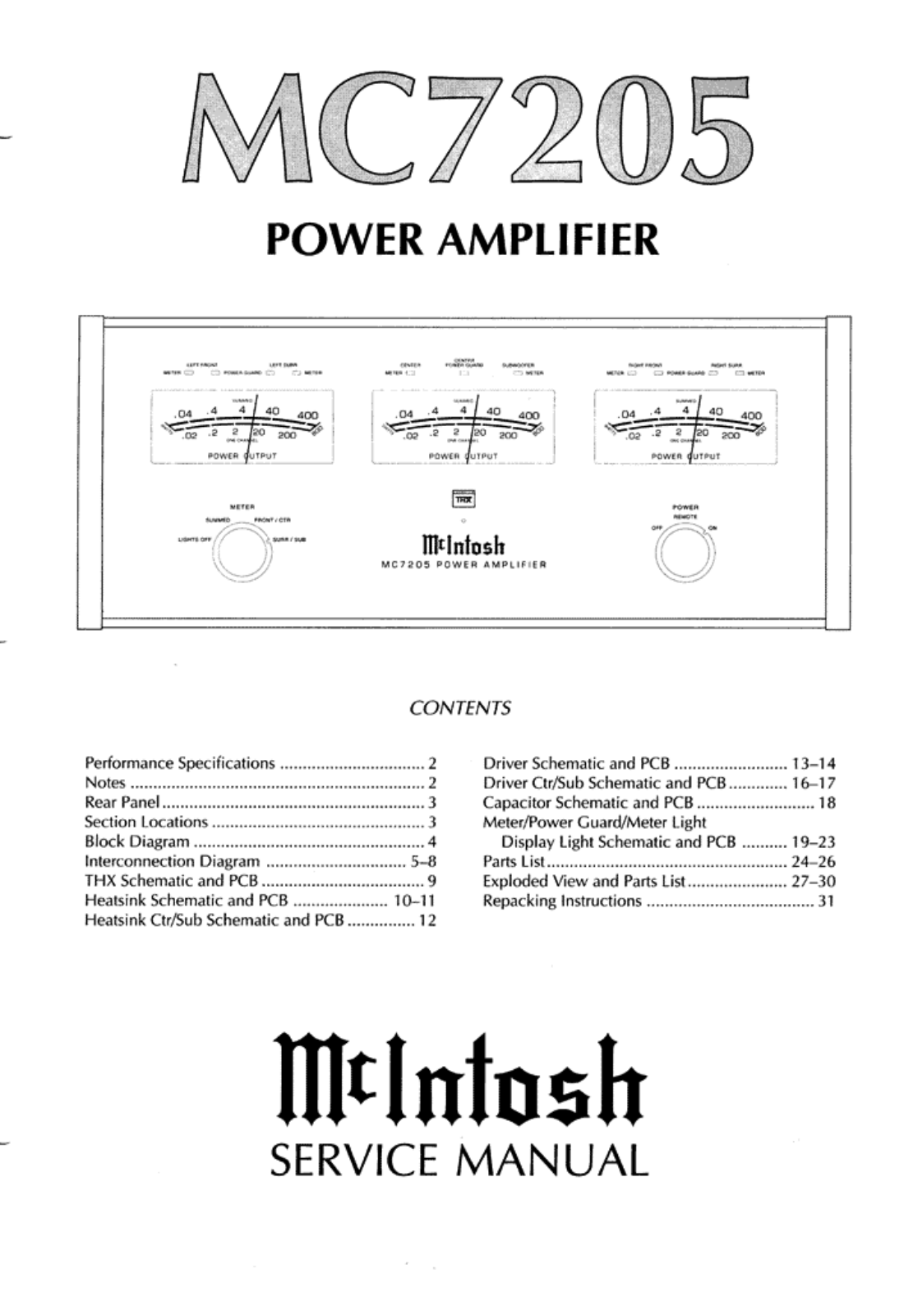 McIntosh MC-7205 Service manual