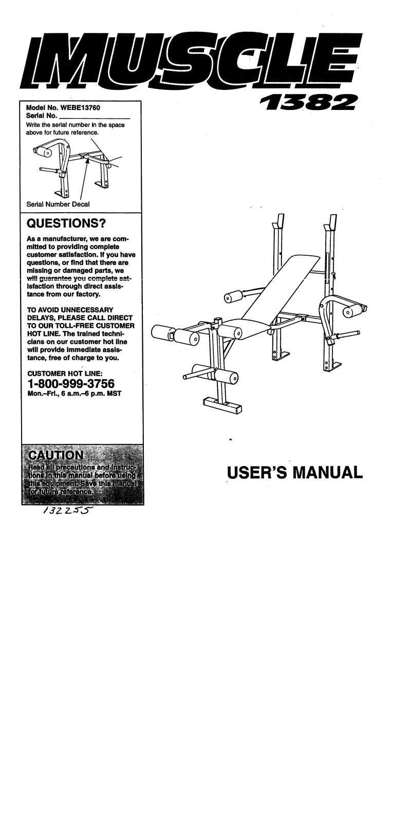 Weider MUSCLE 1382 Owner's Manual