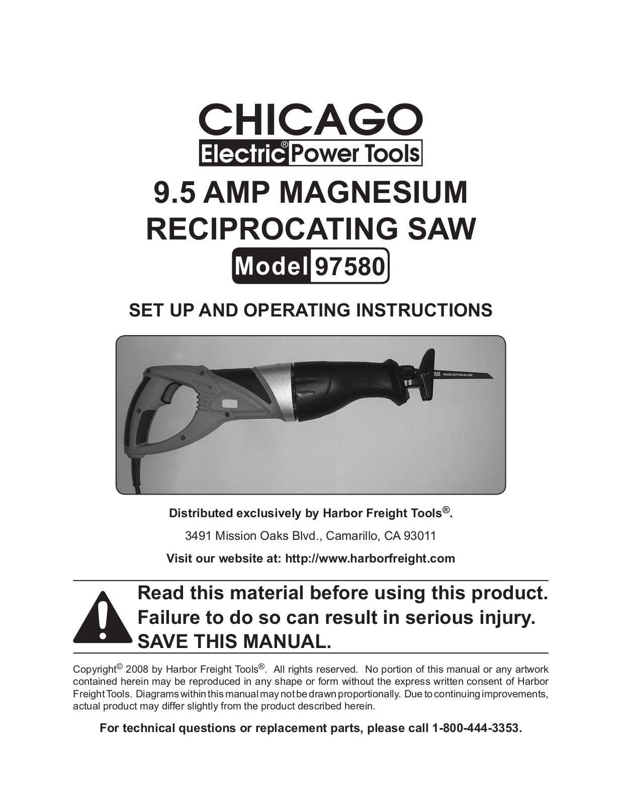 Chicago Electric 97580 User Manual 2