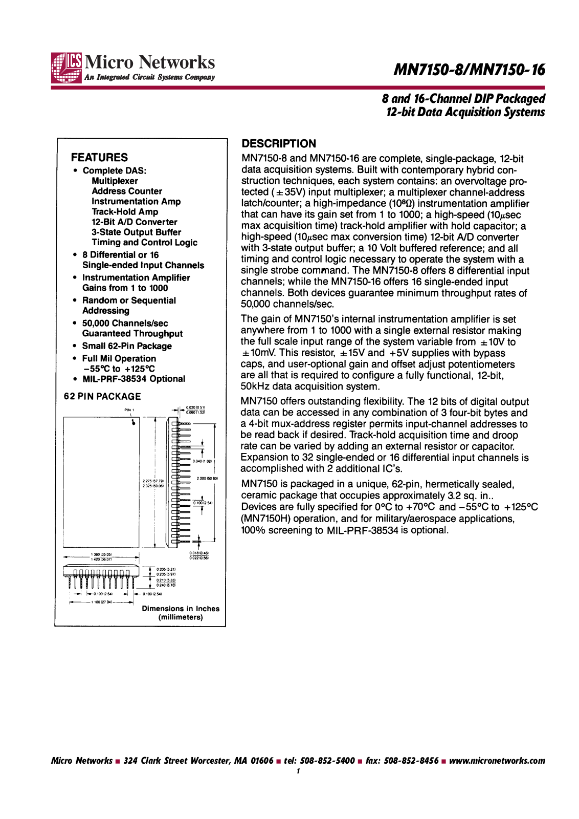 Micronetworks MN7150-16H-B, MN7150-8, MN7150-8H, MN7150-8H-B, MN7150-8H-BCH Datasheet