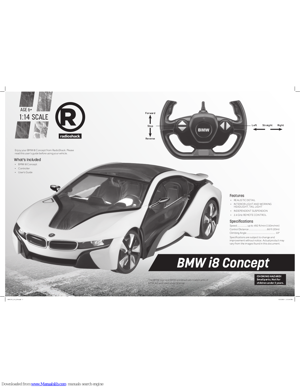 Radio Shack BMW i8 Concept User Manual