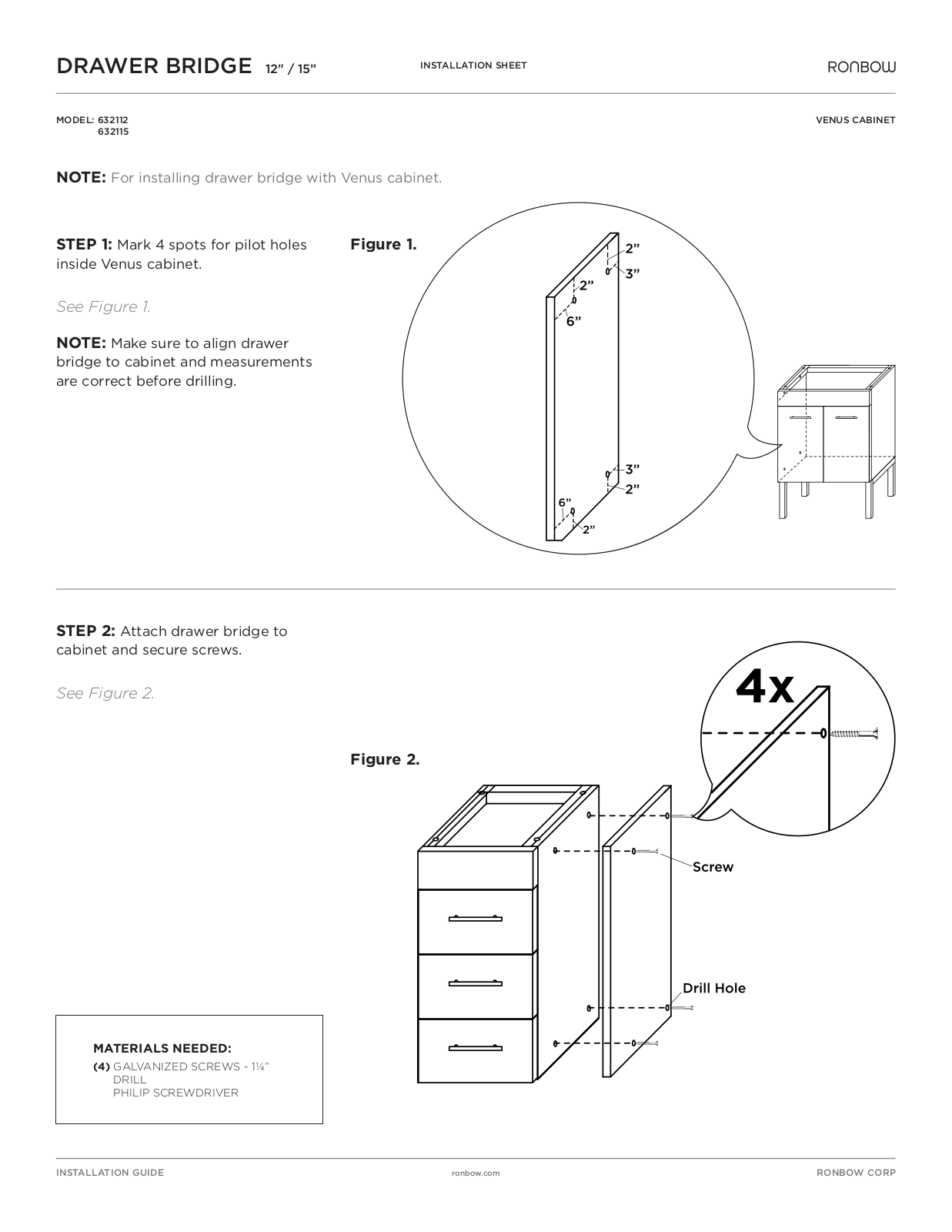 Ronbow Drawer Bridge User Manual