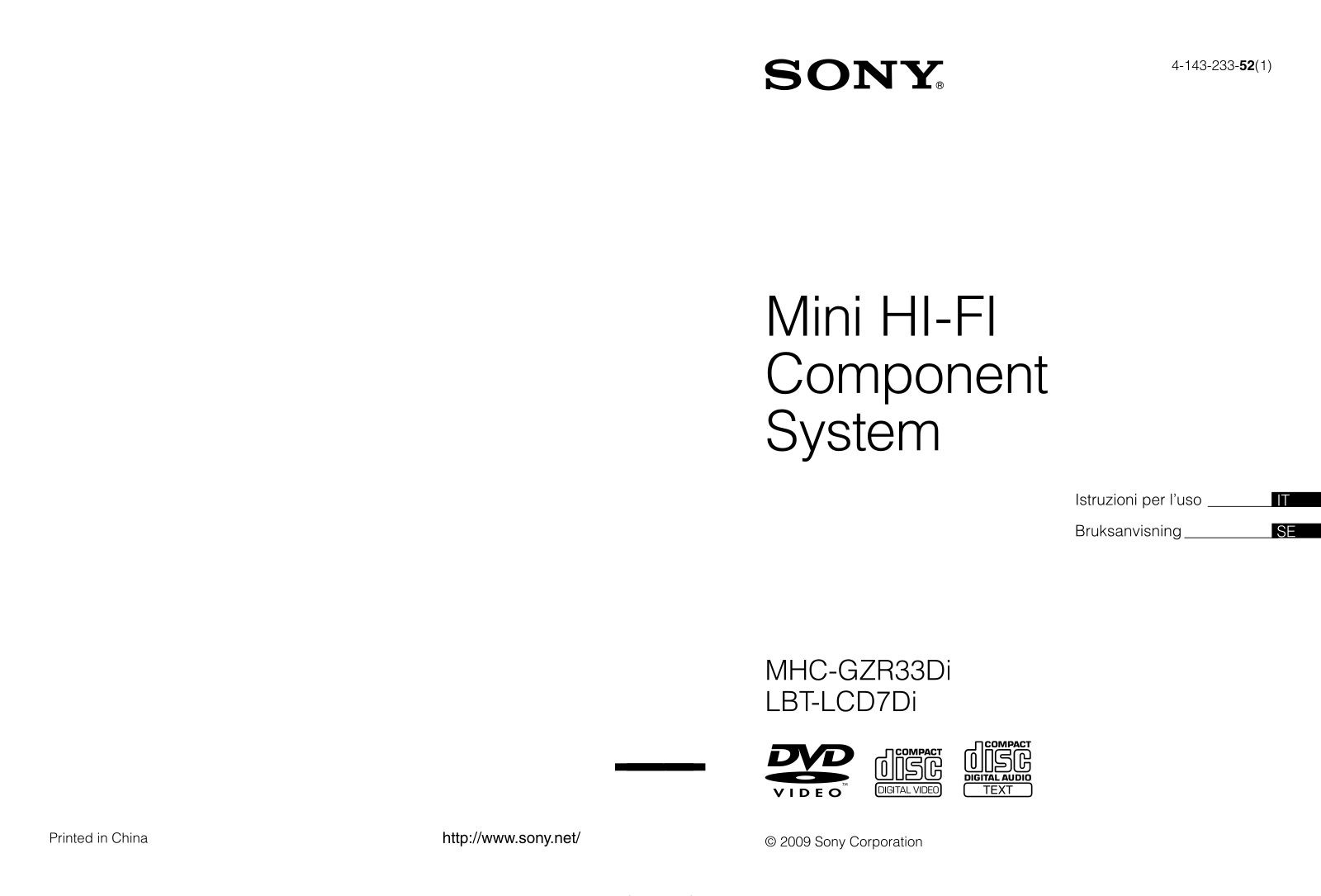 Sony MHC-GZR33Di, LBT-LCD7Di User Manual