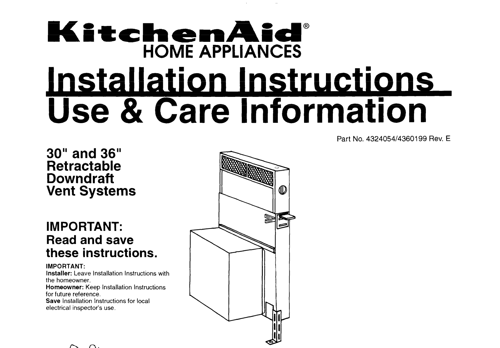 KitchenAid Retractable Downdraft Vent Systems User Manual - ManualMachine.com