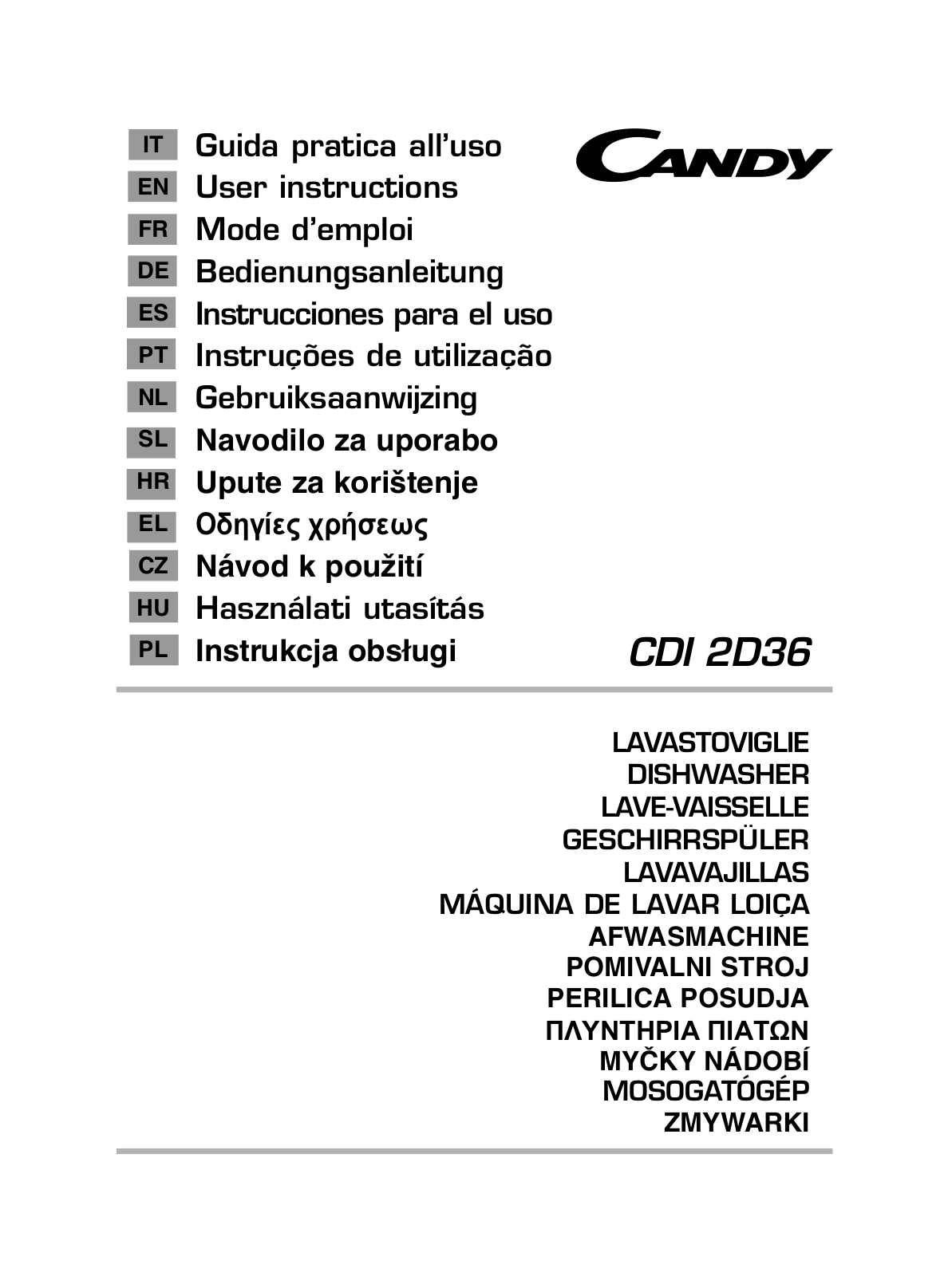 CANDY CDI2D36 User Manual