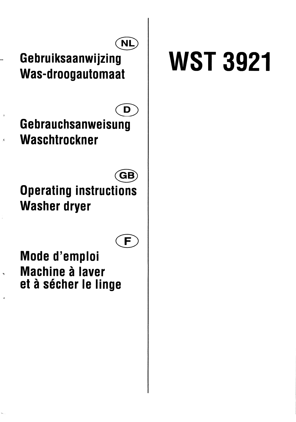 Brandt WST3921 User Manual