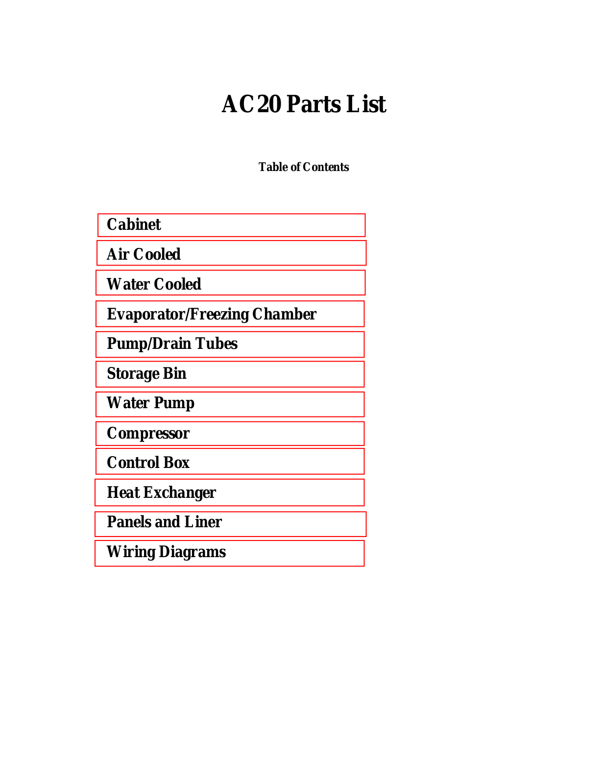 Scotsman AC20 Parts Manual