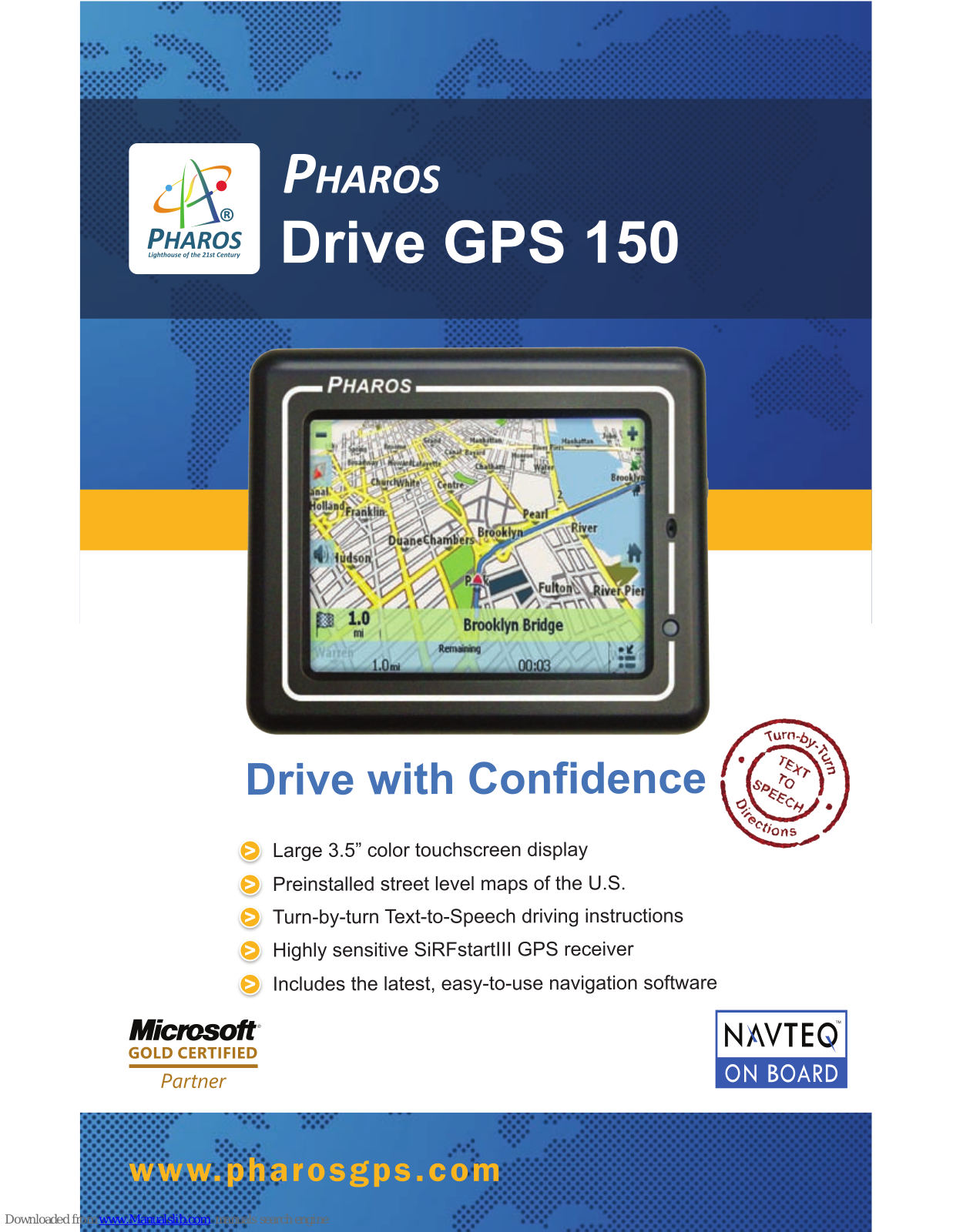 Pharos PDR150, Drive GPS 150 Specifications - ManualMachine.com