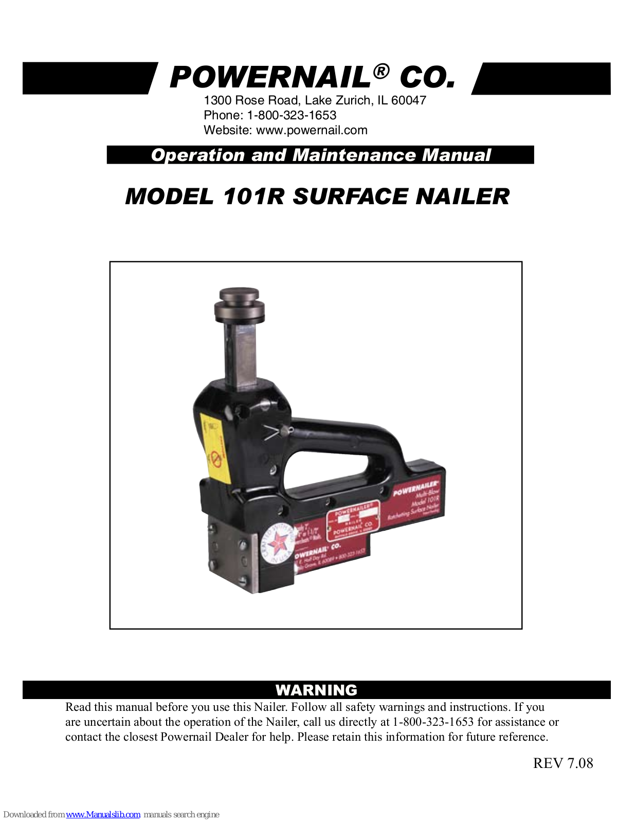 Powernail 101R Operation And Maintenance Manual