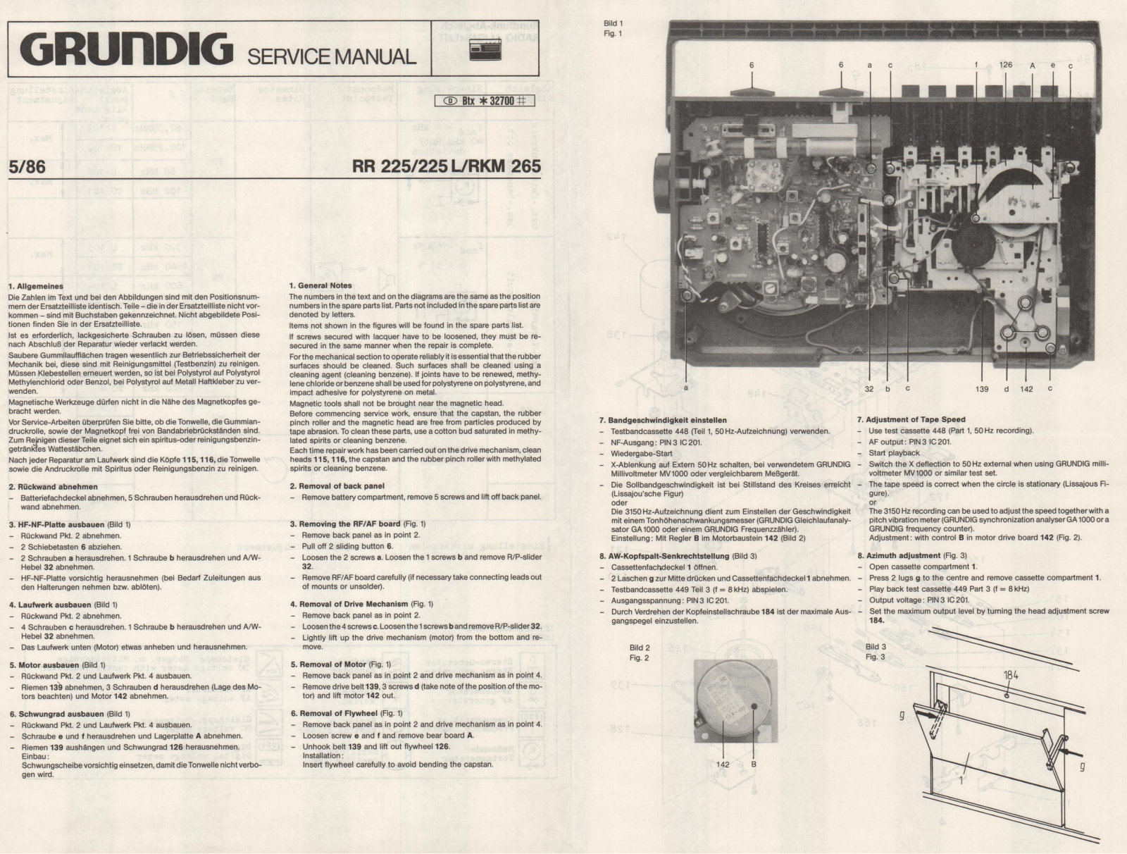 Grundig RR-225 Service Manual