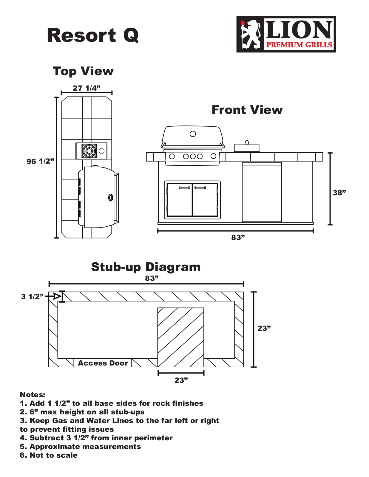 Lion Premium Grills Resort Q Specifications Sheet