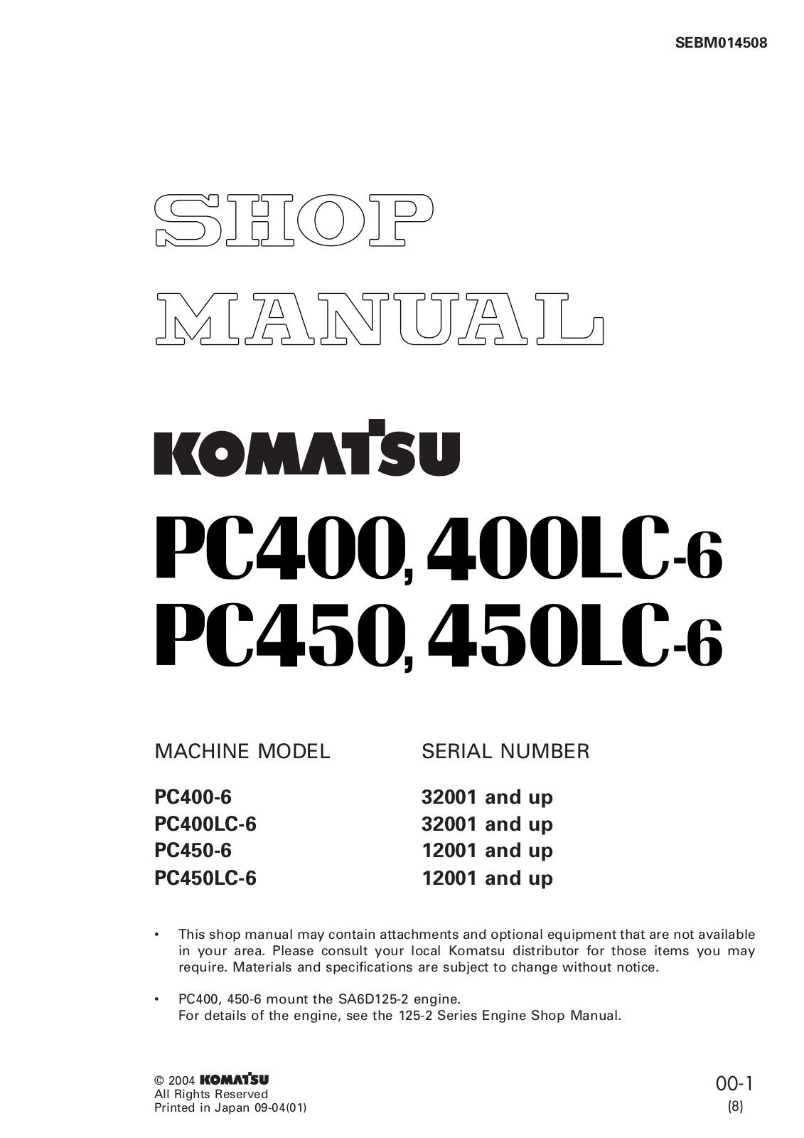 Komatsu PC450-6 Service Manual