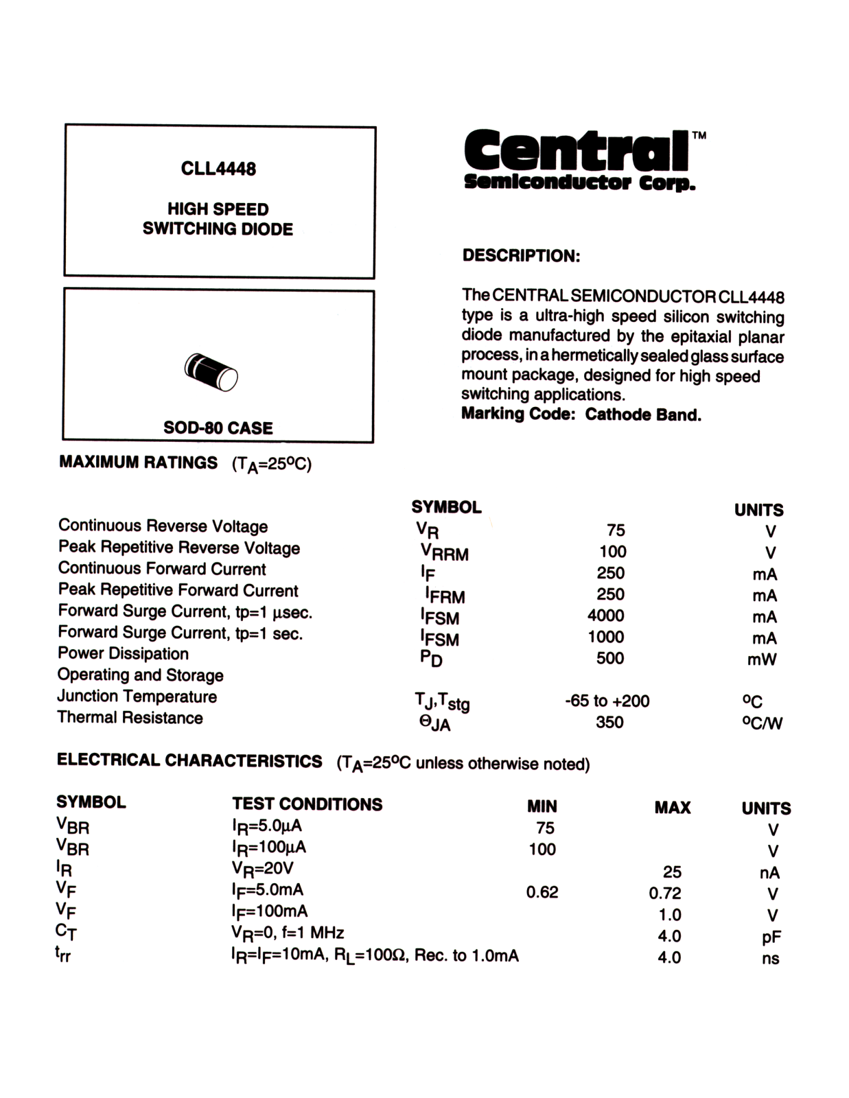 Datasheet CLL4448 Datasheet (CENTR) - ManualMachine.com