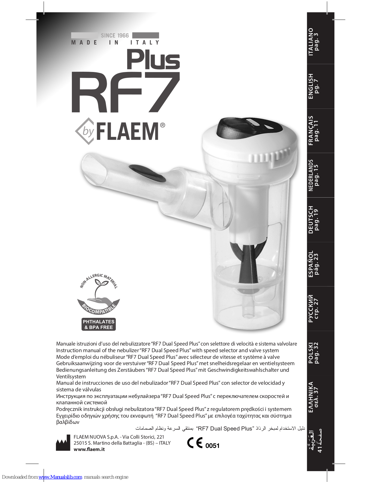 Flaem RF7 Dual Speed Plus Instruction Manual