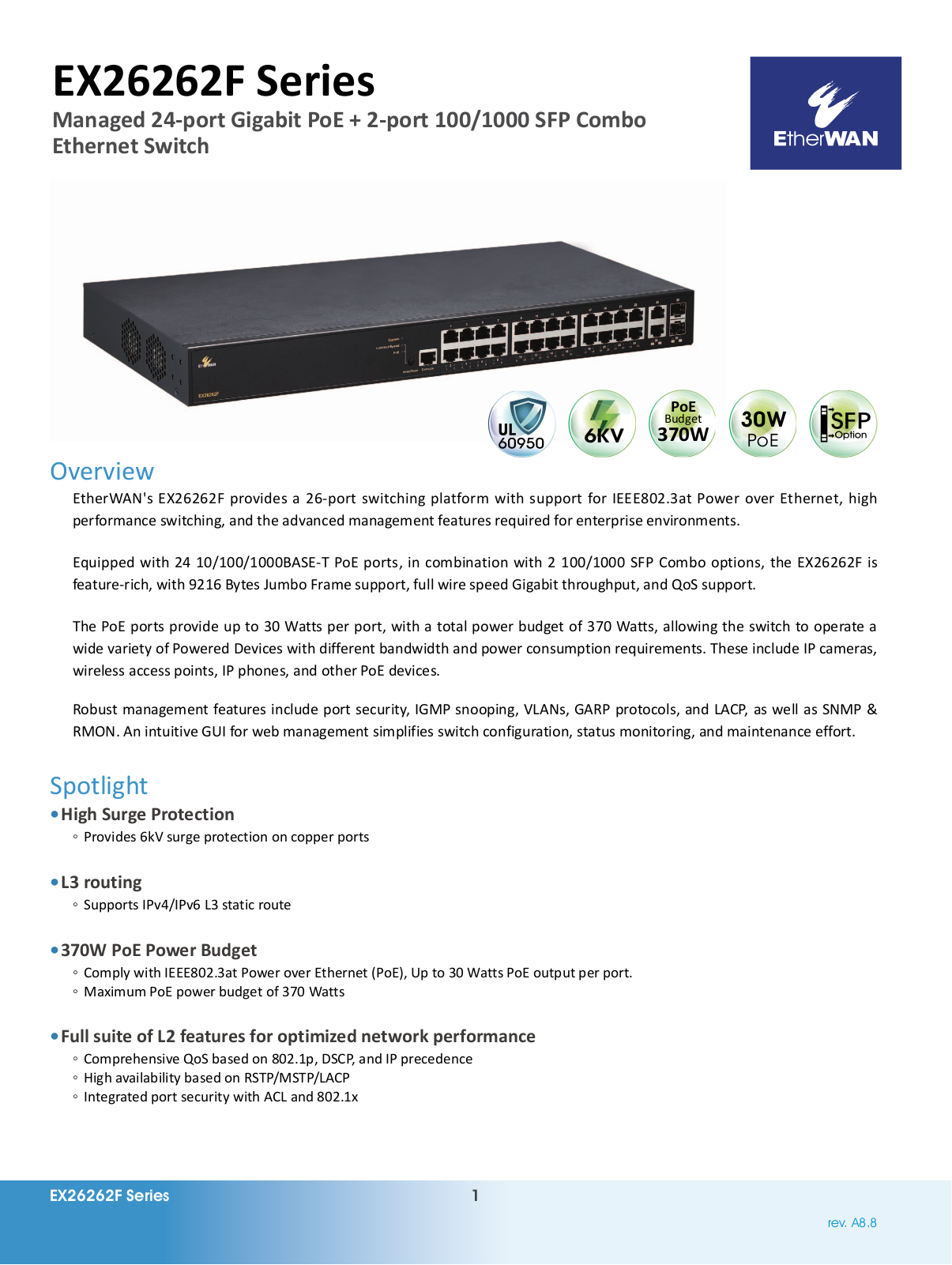 EtherWan EX26262F Series Data Sheet