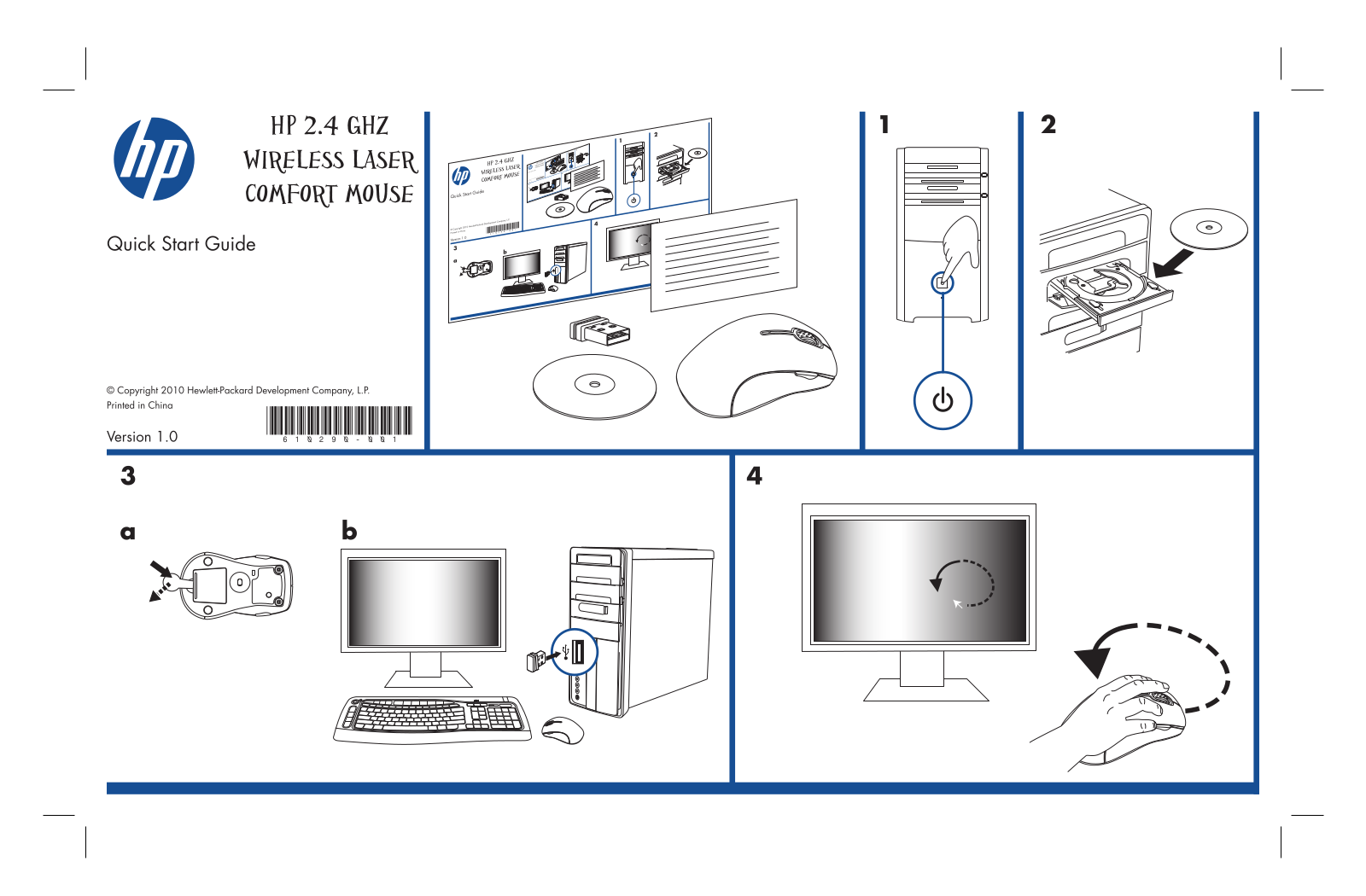 HP 2.4 GHZ WIRELESS LASER COMFORT MOUSE User Manual