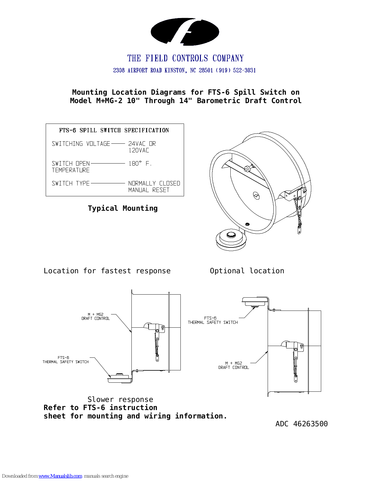 Field Controls 46263500, FTS-6, M+MG-2 Diagram