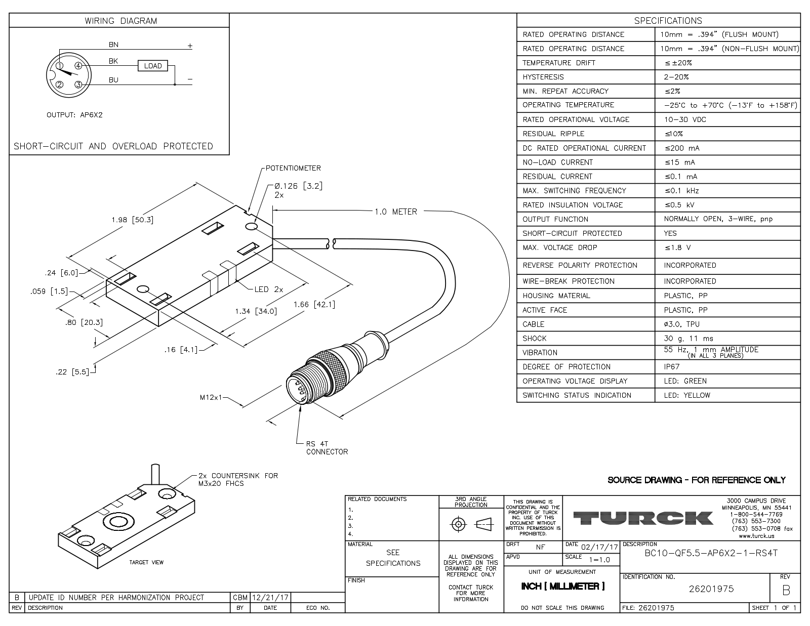 Turck BC10-QF5.5-AP6X2-1-RS4T Data Sheet