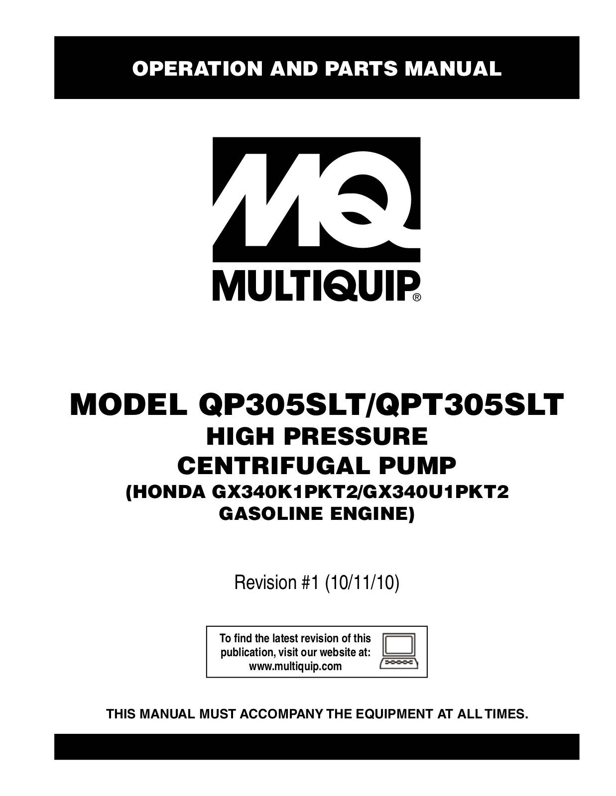 Multiquip QPT305SLT, QP305SLT User Manual