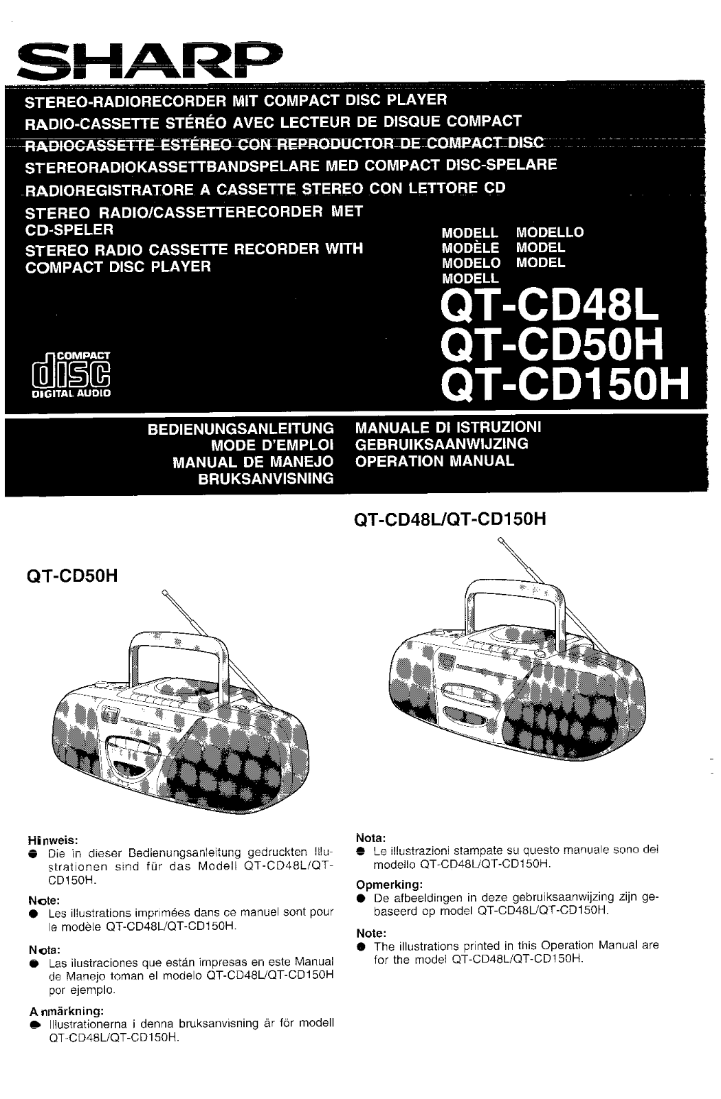 Sharp QT-CD48L, QT-CD50H, QT-CD1650H User Manual