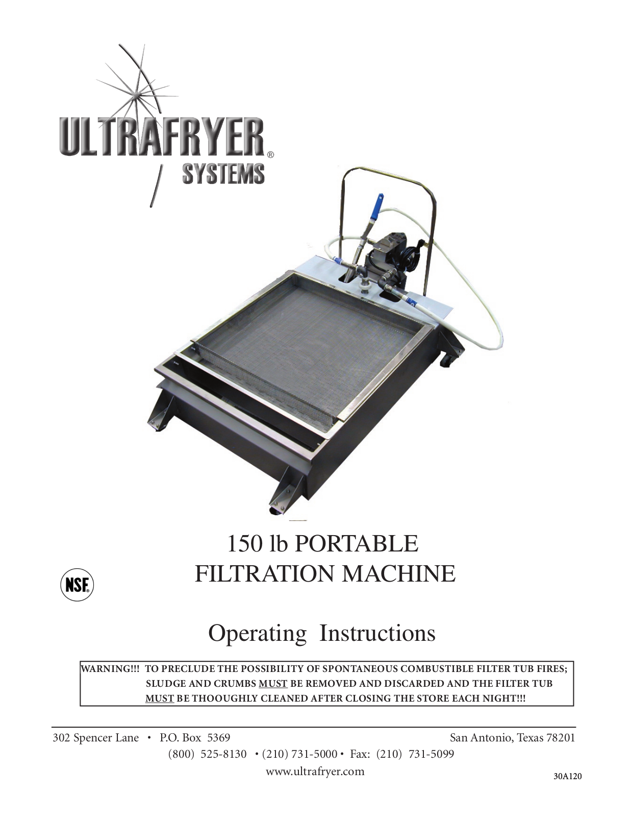 Ultrafryer Systems 150 lb Installation  Manual