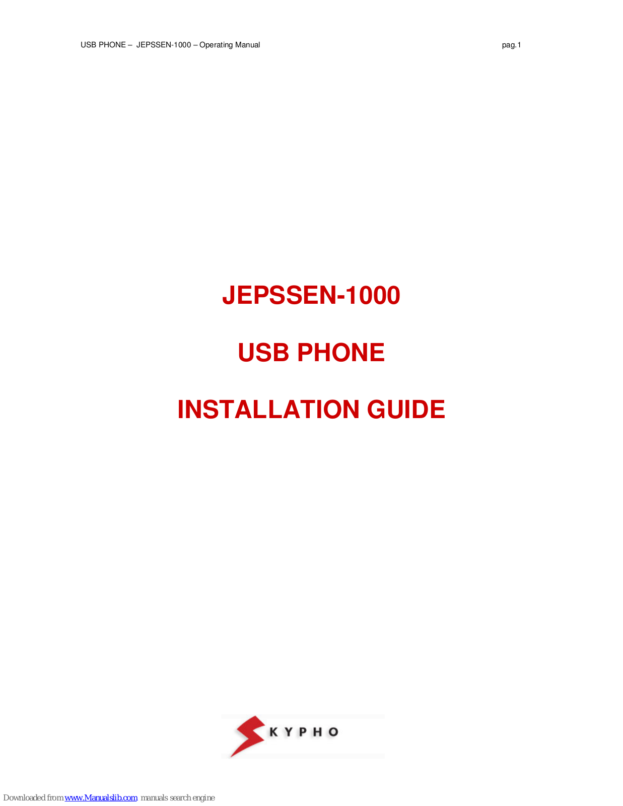 Kypho JEPSSEN-1000 Installation Manual