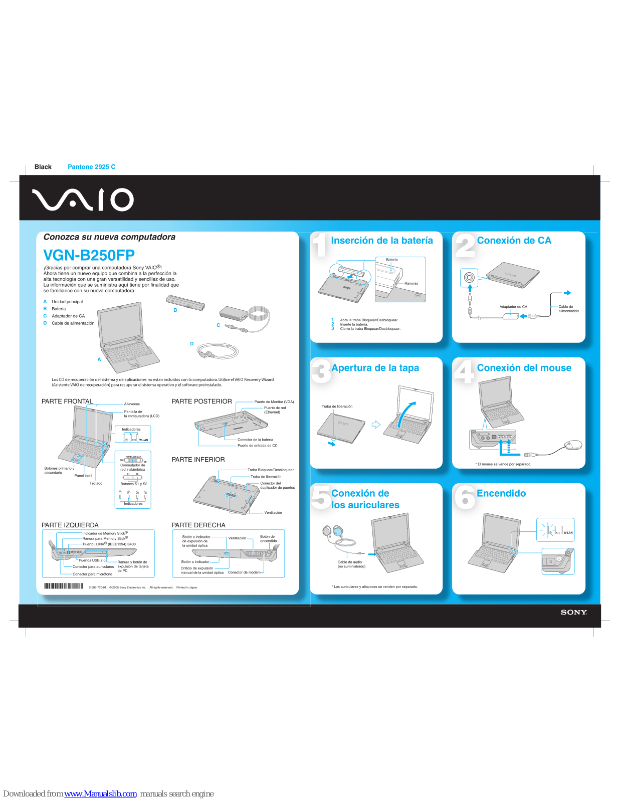 Sony VAIO VGN-B250FP Supplementary Manual