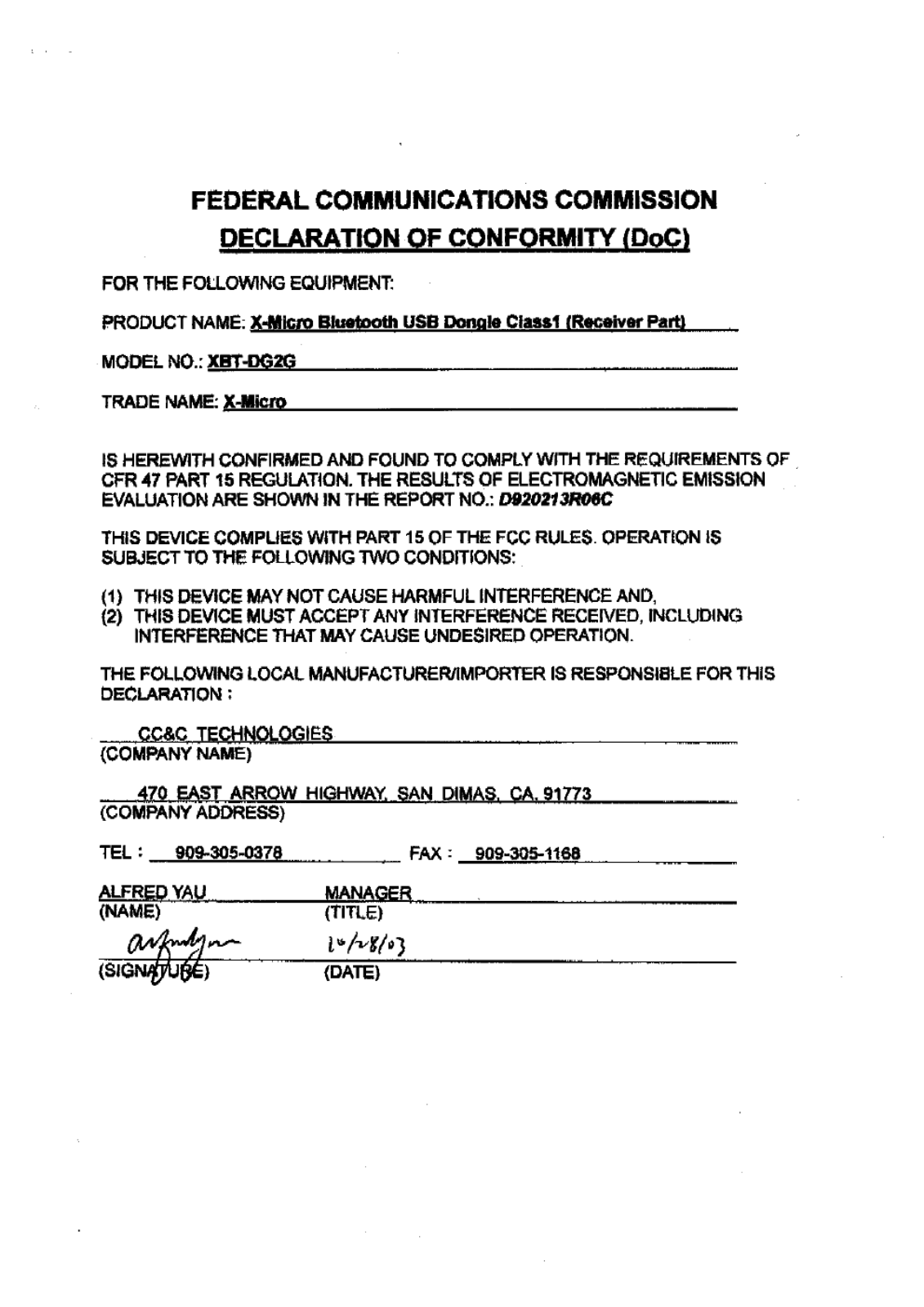 X Micro Technology XBT-DG2G User Manual