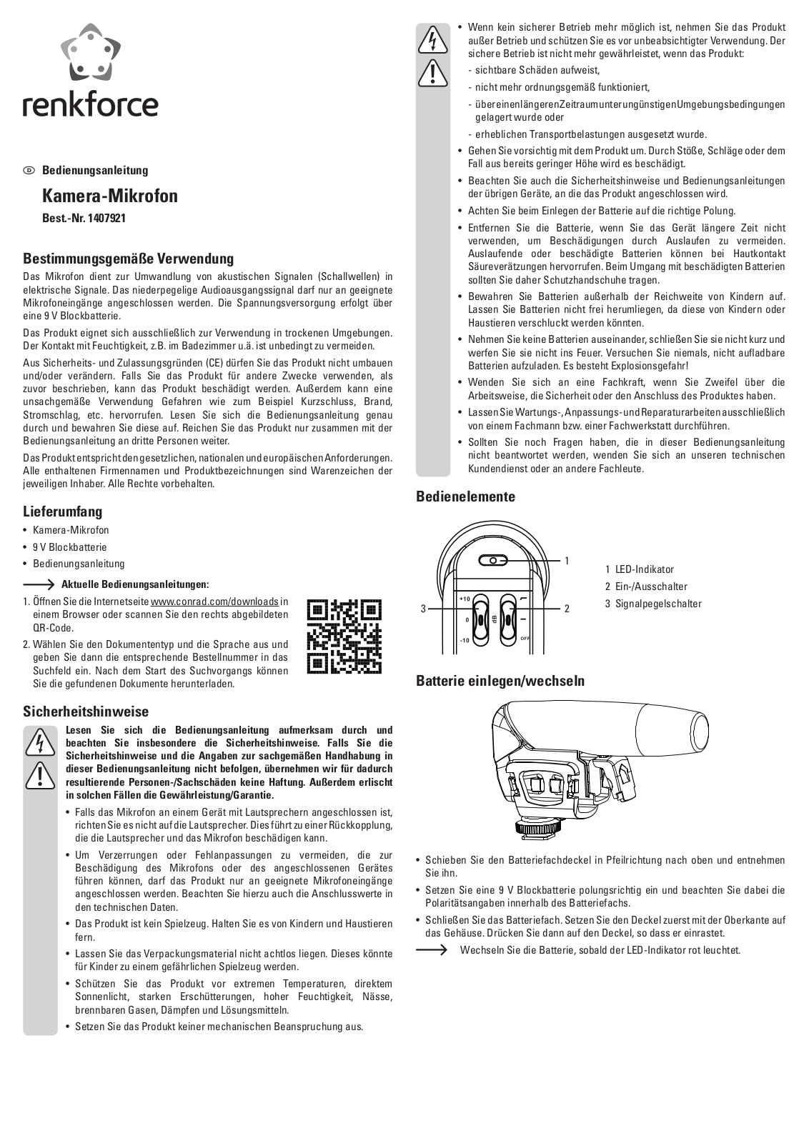 Renkforce 1407921 Operating Instructions