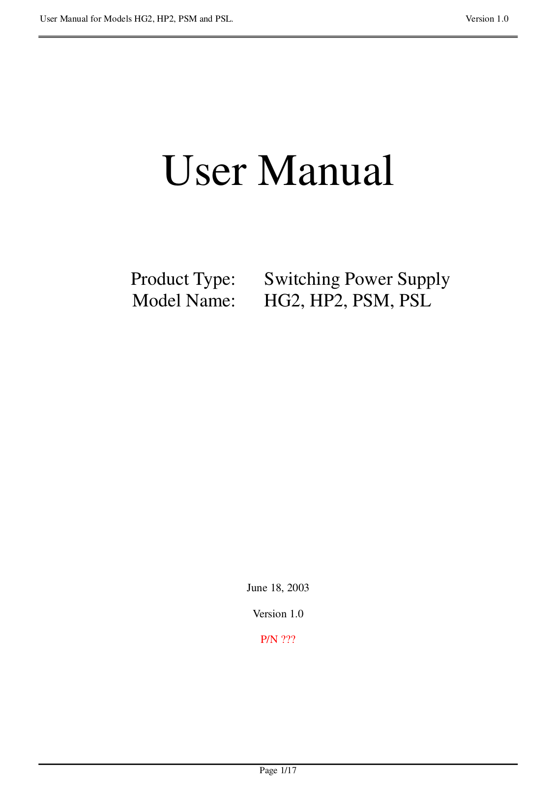 Zippy HG2-6400P User Manual