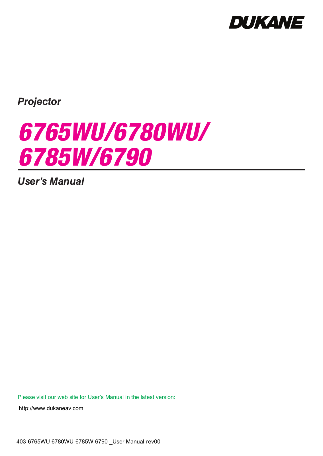 Dukane 6765WU, 6765WU-L, 6780WU, 6780WU-L, 6785W User Manual