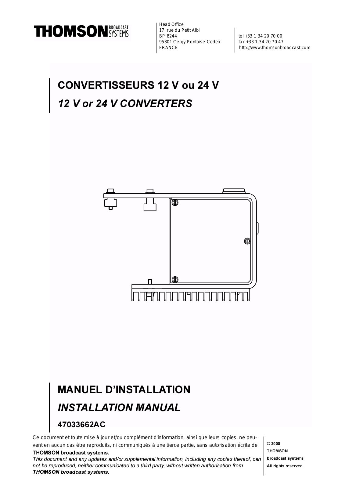 Grass Valley 12 V Converters User Manual