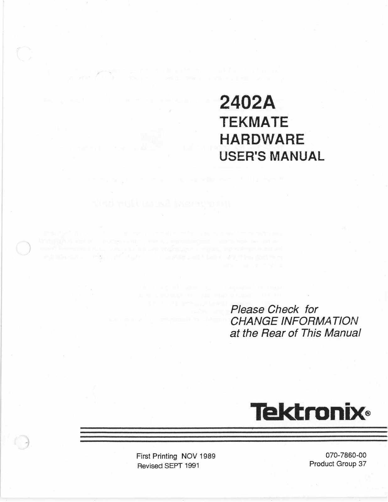 Tektronix 2402A Service manual