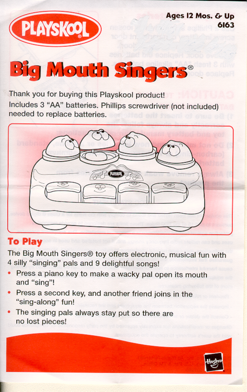 HASBRO Big Mouth Singers User Manual