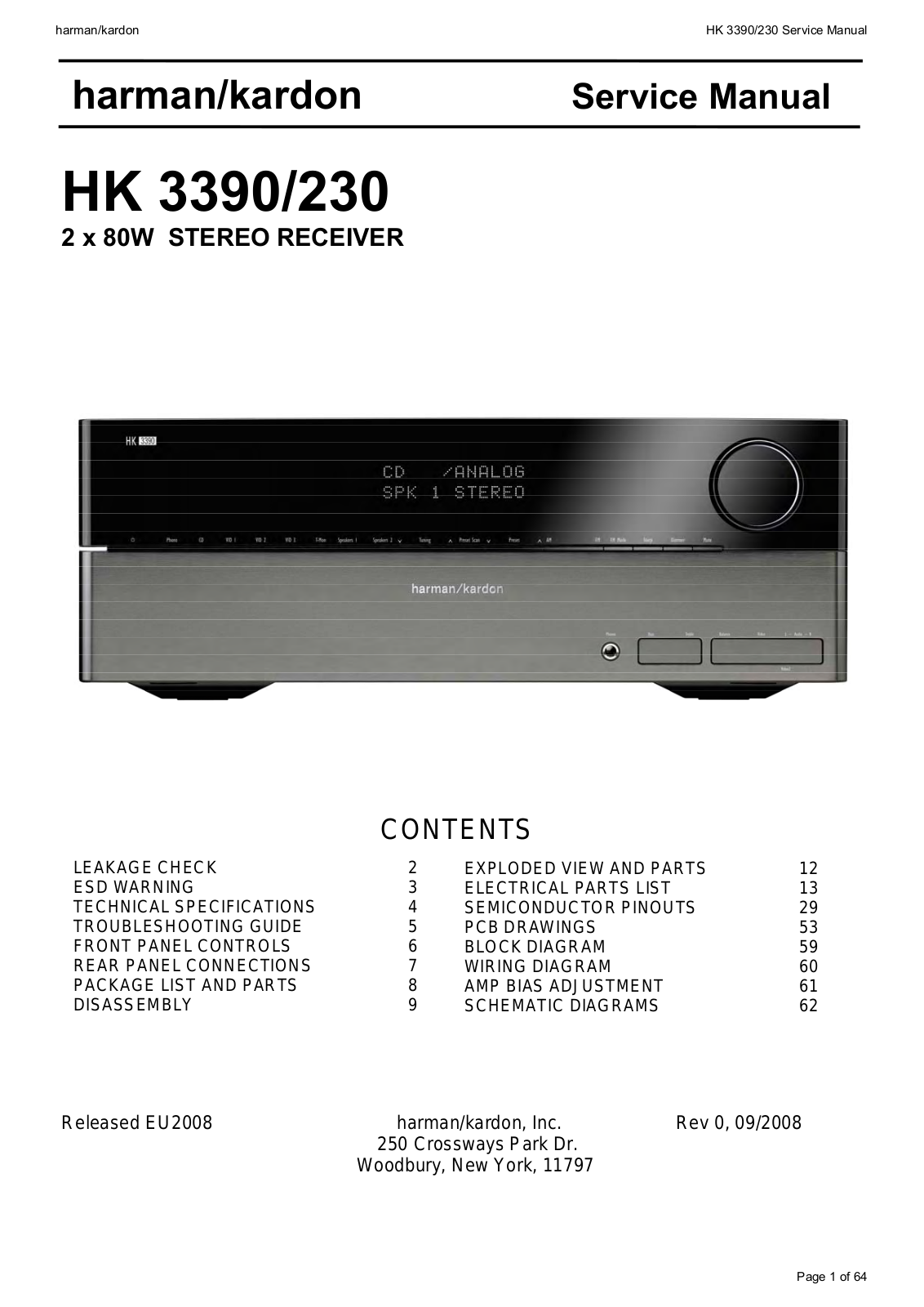 Harman Kardon HK3390 Service Manual