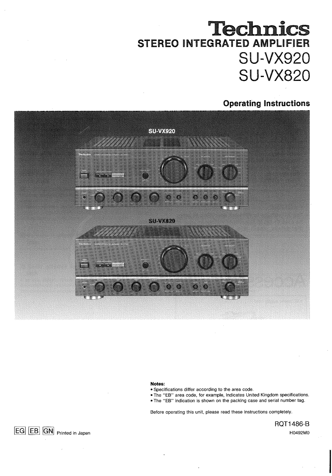 Technics SU-VX820, SU-VX920 User Manual