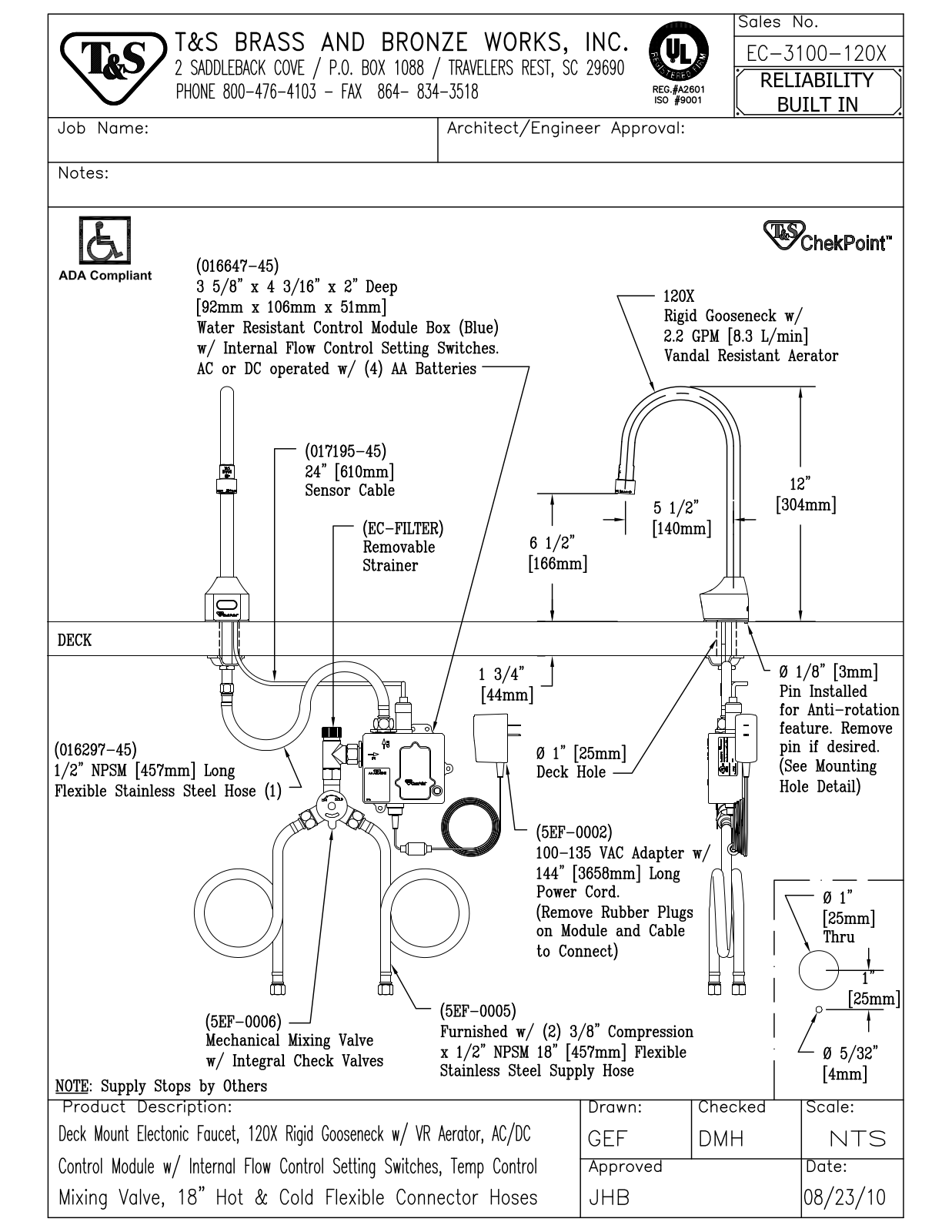 T & S Brass & Bronze Works EC-3100-120X General Manual