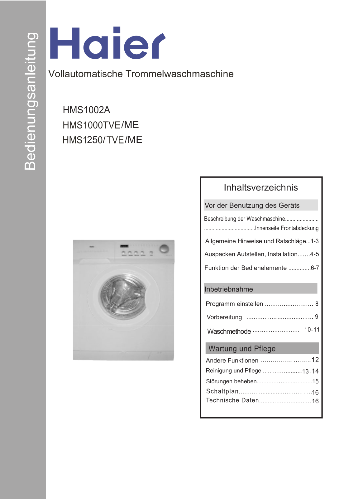 HAIER HMS1000ME, HMS1250TVE User Manual