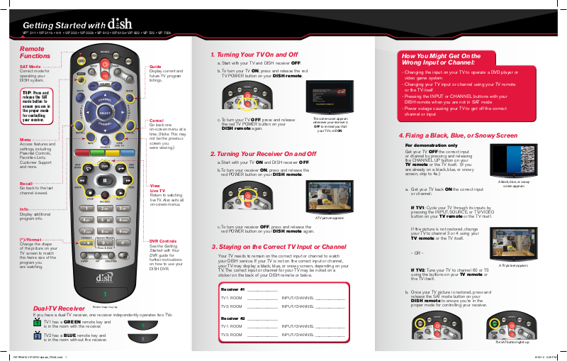 Dish 222, 722k, 211k, 211z, 612 Quick Reference Guide