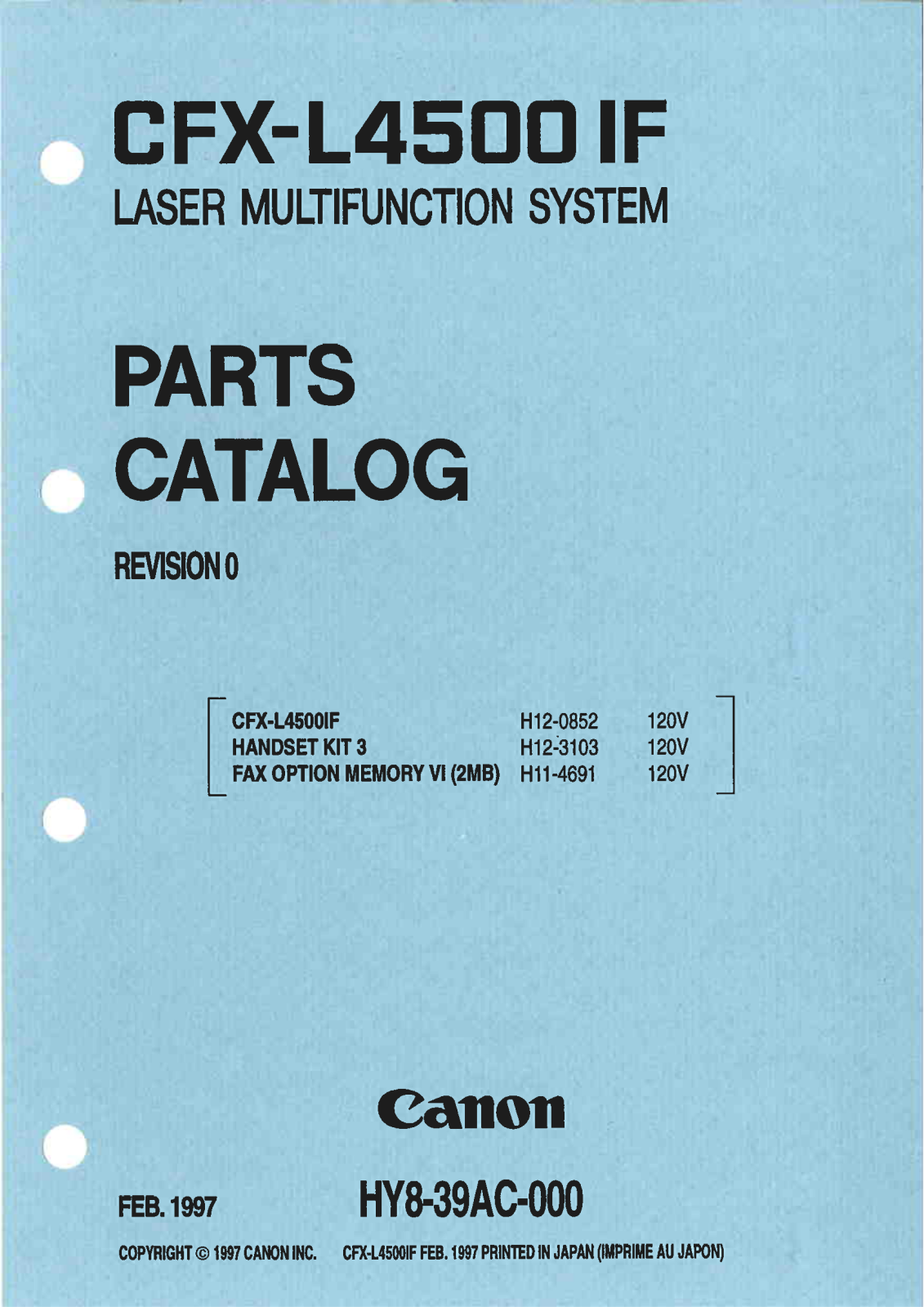 Canon CFX-L4500IF PARTS CATALOG