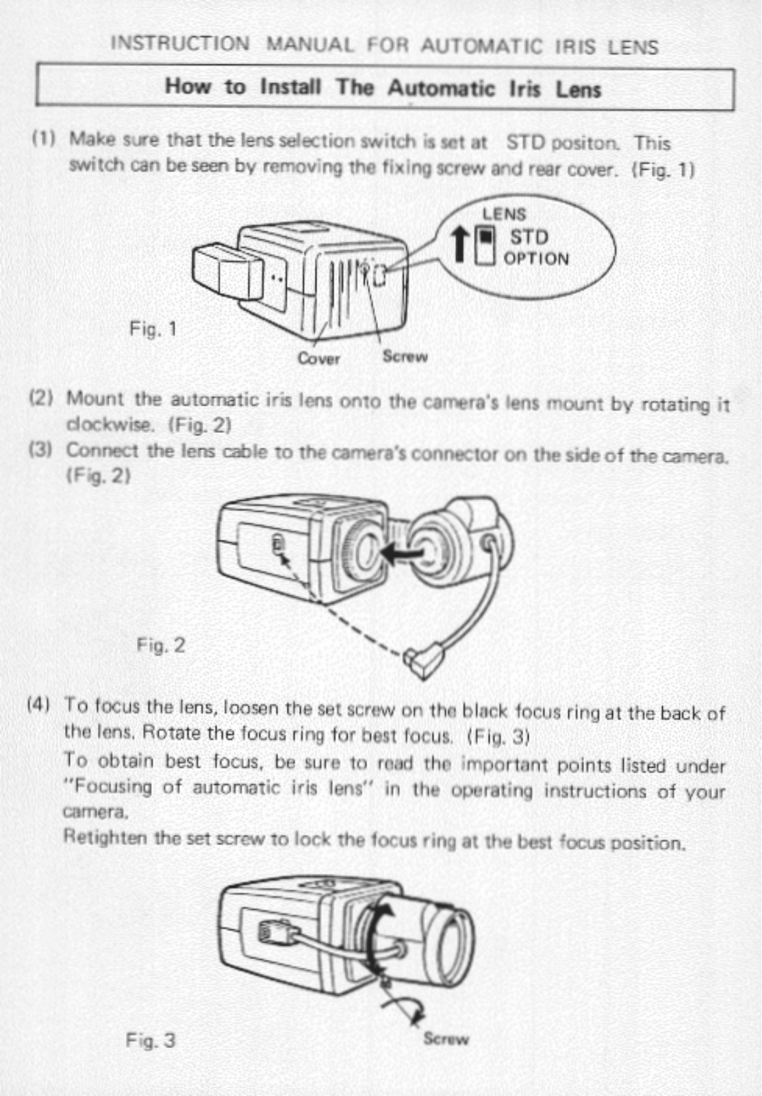 Panasonic WV-LA18, WV-LA36 User Manual
